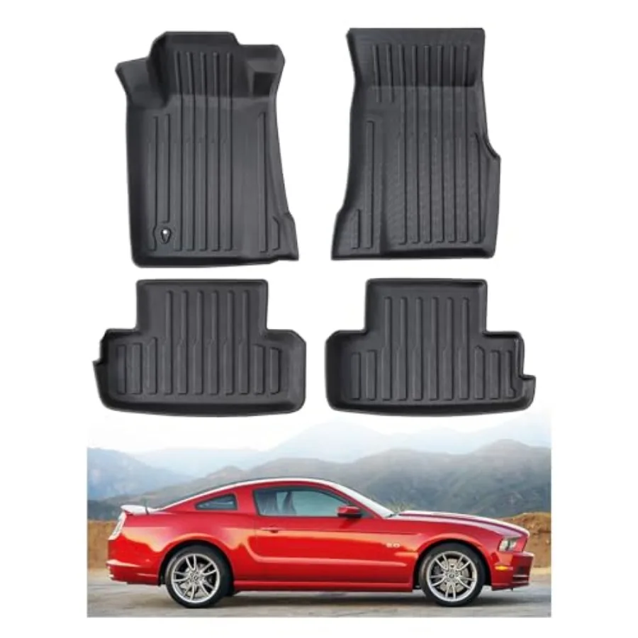 

Floor Mats for Ford Mustang GT 2005-2009 All Weather Car Liner Protector Heavy Duty TPE Rubber Waterproof Anti-Slip Tech Custom
