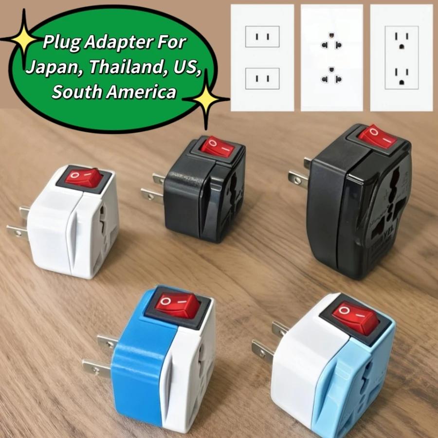 Japan Thailand Canada 2-Pin Electrical Plug Adapter AC100~250V 10A With On/Off Main LED Switch