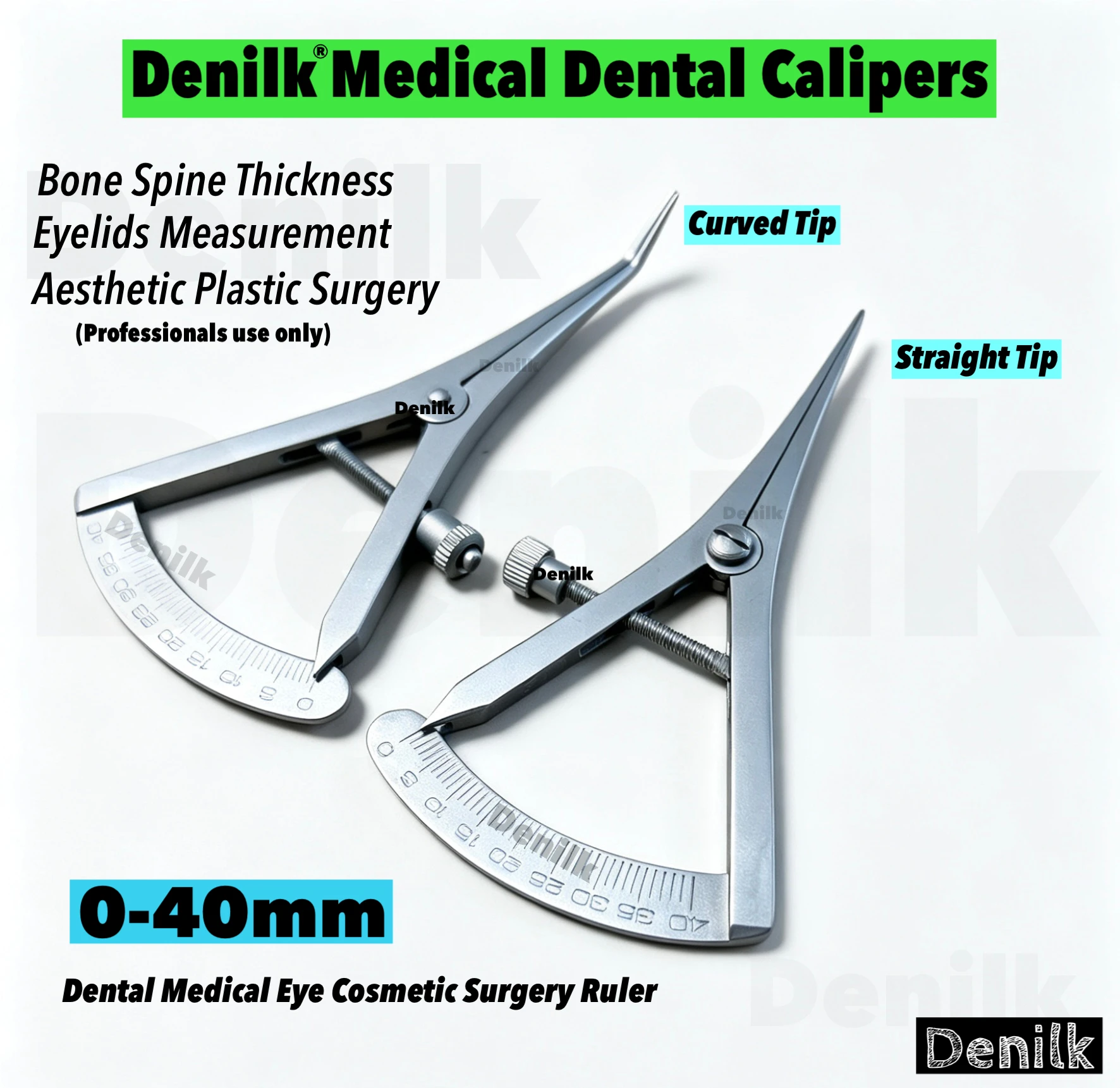 DENILK 1 Stk. Dentalimplantat-Knochenmessgerät Zahnarzt-Lineal Skala Werkzeug Chirurgisches Wachs Knochendickenmessgerät Zahnkronen-Messlehre Medizinisch