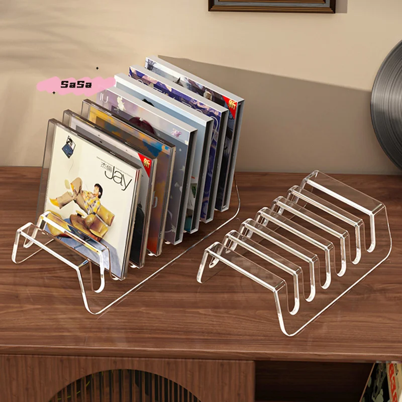 1Pc Transparent CD Rack Album Display Storage for Records And Tapes Multifunctional Counter Display Stand Organizer