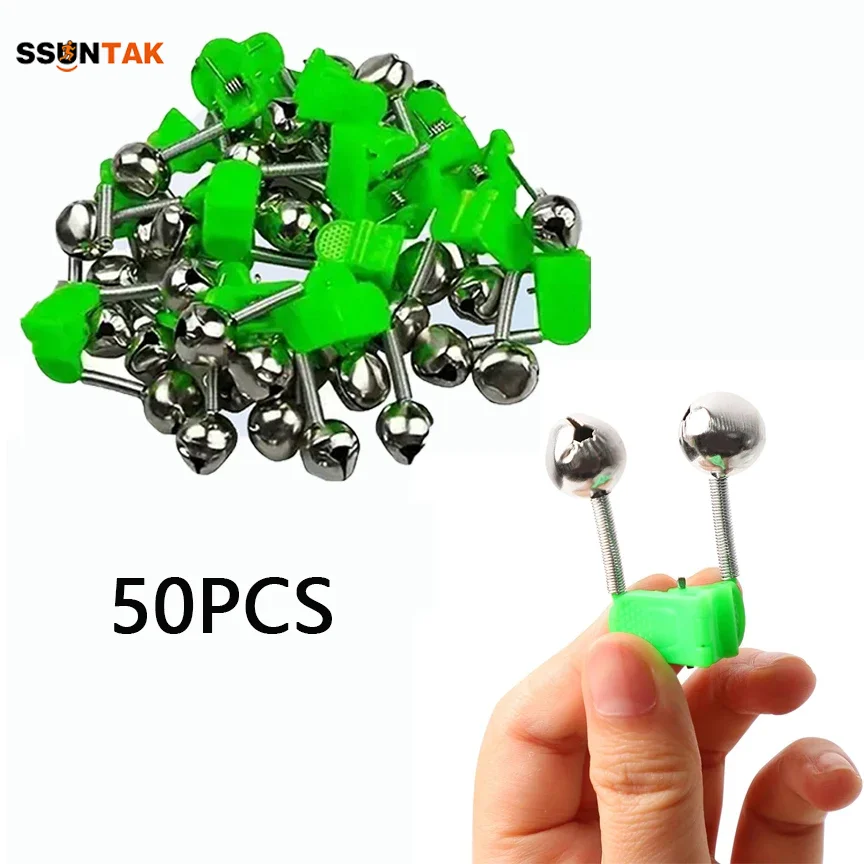 

SSUNTAK Dual Alert Fishing Bells Clip On Rod Bite Alarm Extra Loud Plastic Rod Tip Clamp Ring Bell Night Ice Fish Accessories