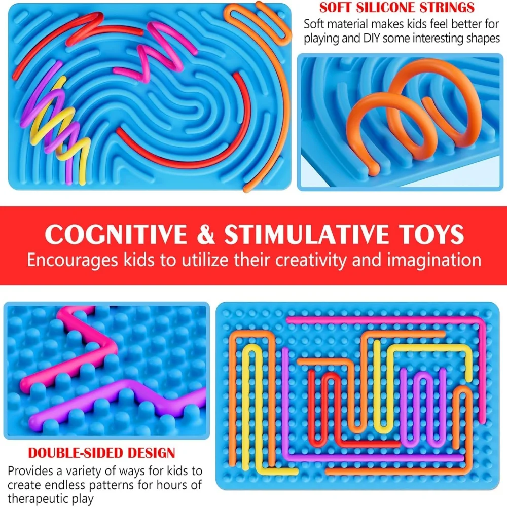 Kid Sensory Activity Board Sensory Activity Board 2 in1 Silicone Fidget Toy Double-Sided for Calming Stress Anxiety ADHD Autism