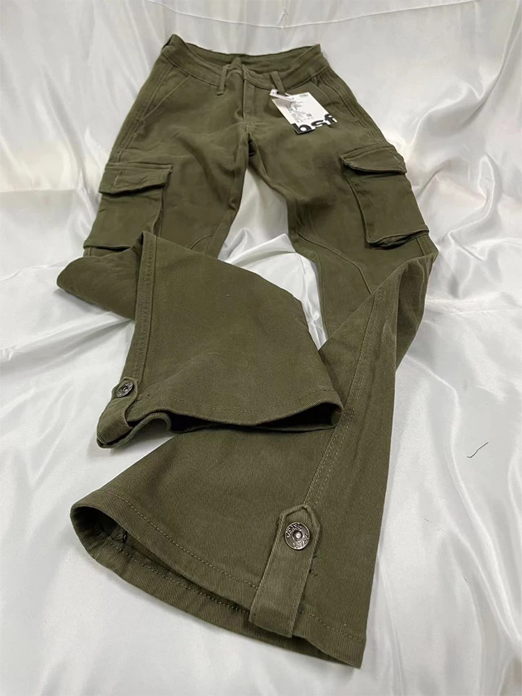 

Women's Vintage Army Green Cargo Pants 90s Aesthetic Baggy Denim Trouser Korean 2000s Y2k High Waist Wide Leg Jeans Clothes 2023