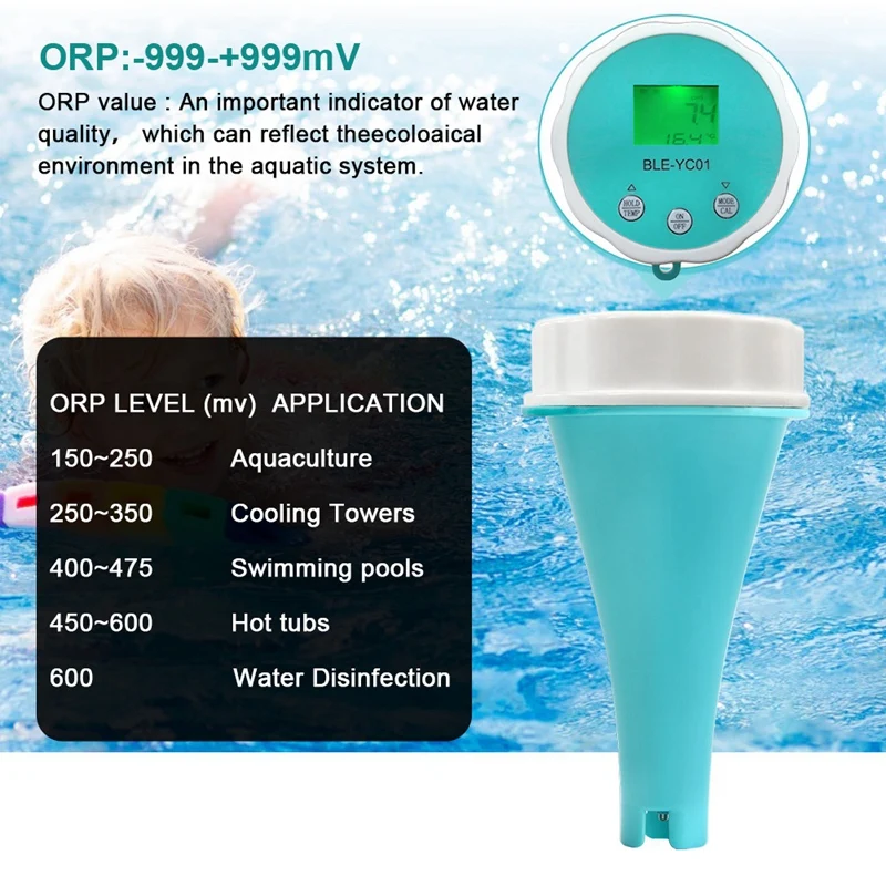 TKOH-6 em 1 detector de qualidade da água ph ec tds orp temperatura cloro app display piscina bluetooth qualidade da água test