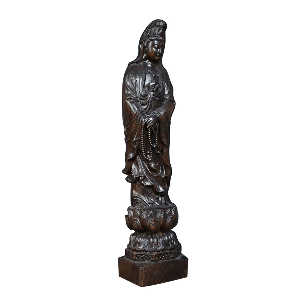 

Avalokitesvara Vintage Wooden Buddha Sculpture For Desktop Decor Buddhism Ornament Religious Statue