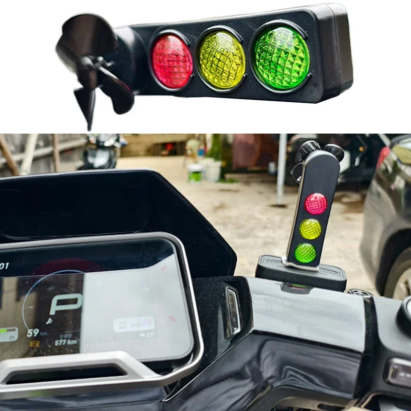 1pcs Creative LED Bike Traffic Light Shaped Wind-Powered Warning Lights Decoration Cute Bike Ornament Motorbike Accessories Gift