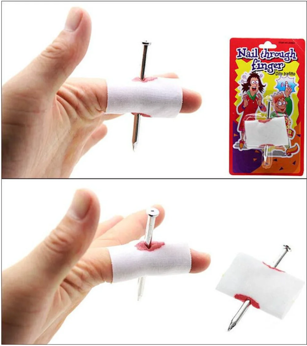 20 Halloween Kids Gags Practical Jokes Toy Pcs Prank Maker Trick Novelty Funny Joke Costume Props Fake Nail Through Finger Trick
