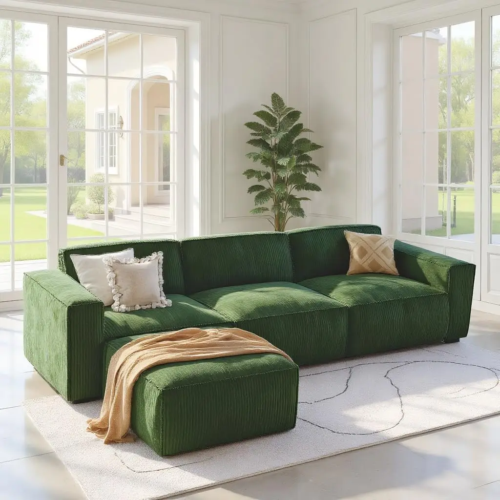 Customized 110 Inch Amada Cloud Sectional Couch L-Shape Chaise Movable Ottoman Modern Modular Deep Seat Boneless Sofa