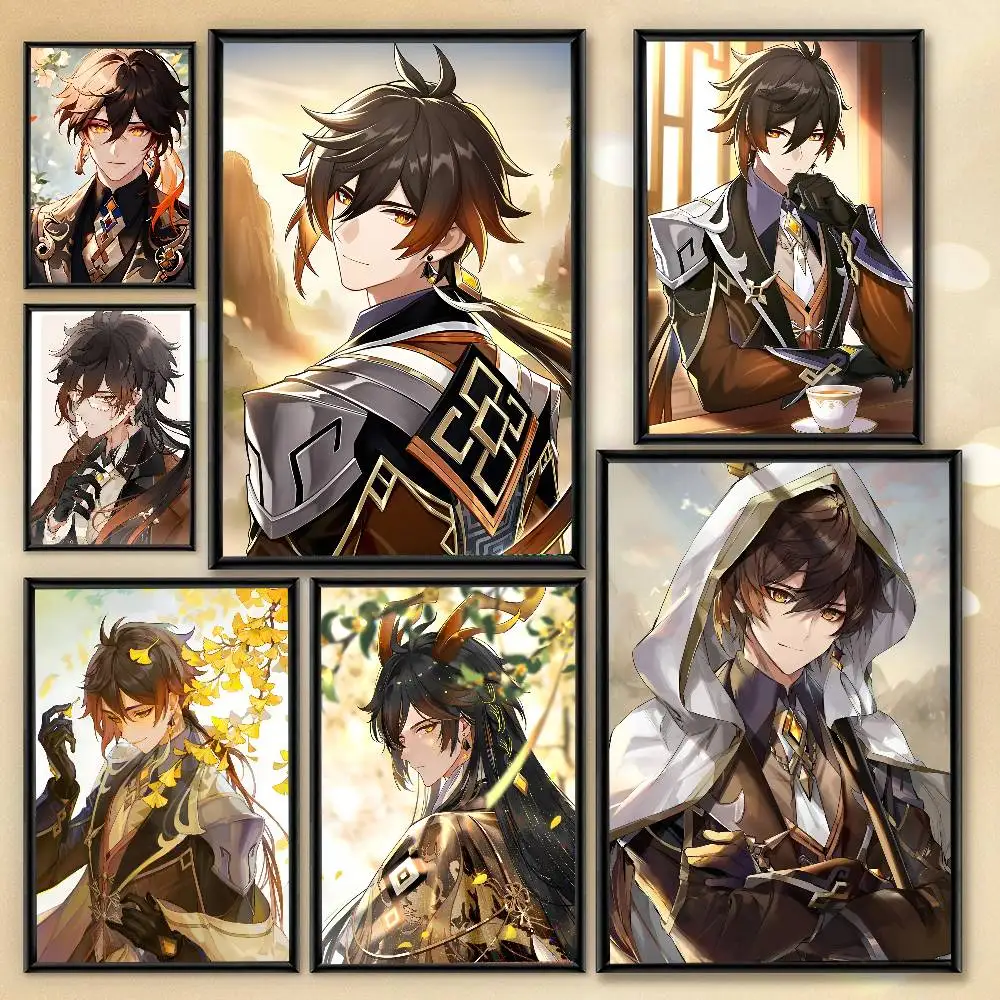 1pc Anime Genshin Impact Z-hongli Poster Sticker Print Waterproof Wall Art For Living Room Bedroom Home Decor