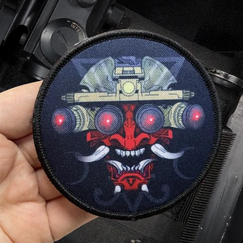 Prajnaparamita Ghost Warrior Tactical Patch Japanese Monster Hook and Loop Armband Cloth Sticker Backpack Patches