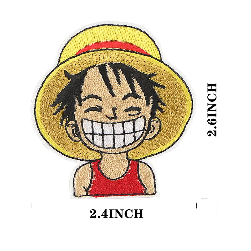 Anime One Piece Figure Luffy Ironing Embroidery Patches Sewing Clothes Stickers for Jackets Cartoon Decor on Kids DIY Clothing