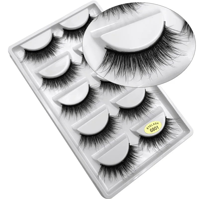 5 Pairs 3D Mink False Eyelashes H13, Soft Eyelash Extension Natural Eyelashes Makeup Lashes Wholesale G800, G806