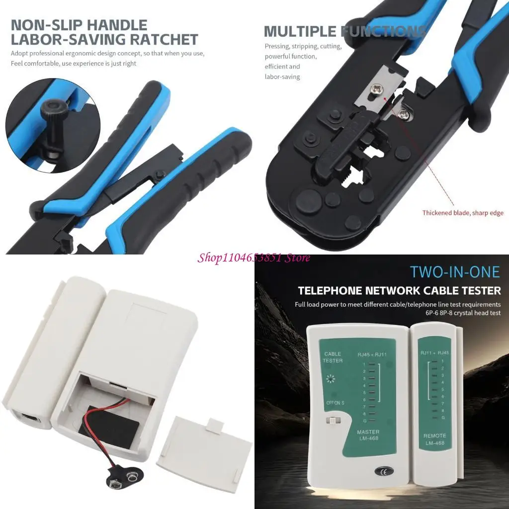 53 Divisions Writing materials Single RJ45 Crimper Cable Tester Set for Professional Net Wiring Projects 
