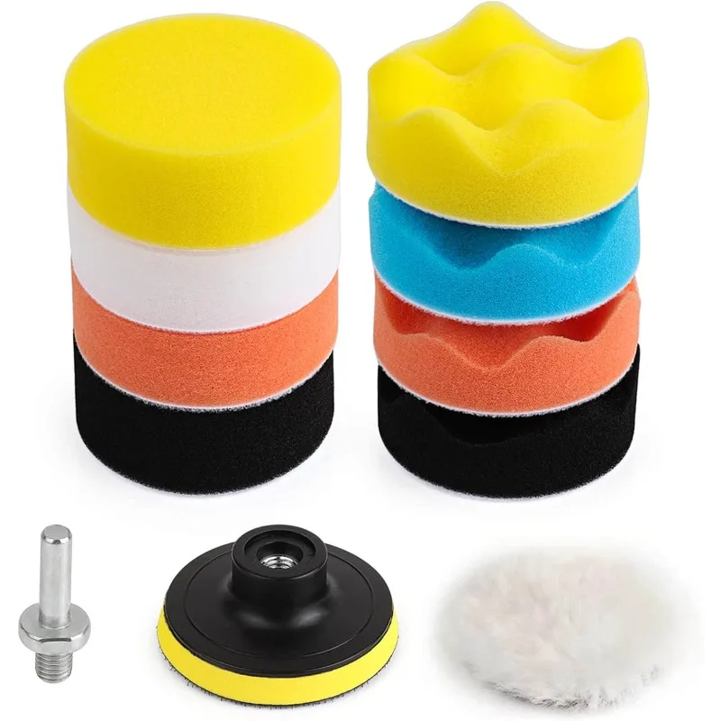 

3 Inch Drill Buffing Pad, 11 Pcs Car Foam Polishing Pads Kit, Drill Buffer Polisher Attachment Buffing Kit for Car Polishing