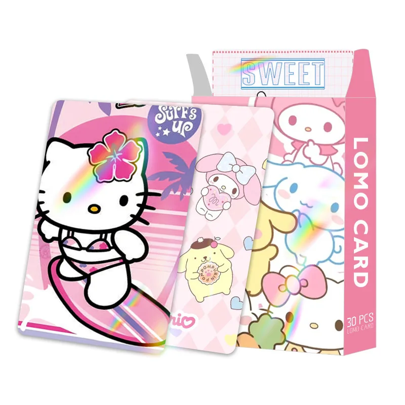 Tarjeta Lomo de Anime Sanrio de 30 piezas, marcapáginas de Hello Kitty, tarjeta de colección Flash de doble cara, regalo de foto japonesa, juguete