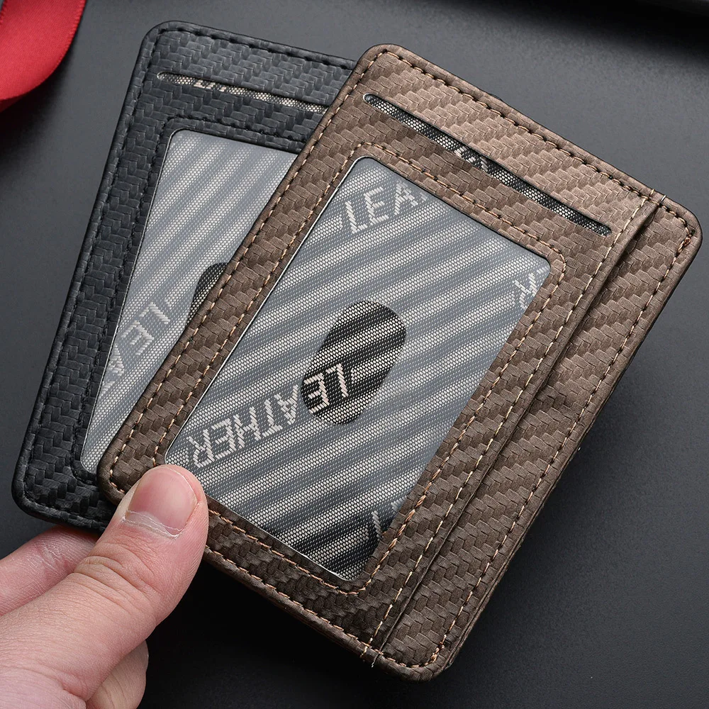 Men\'s Slim Minimalist Front Pocket Wallets RFID Blocking Credit Card Holder Portable Leather Wallets