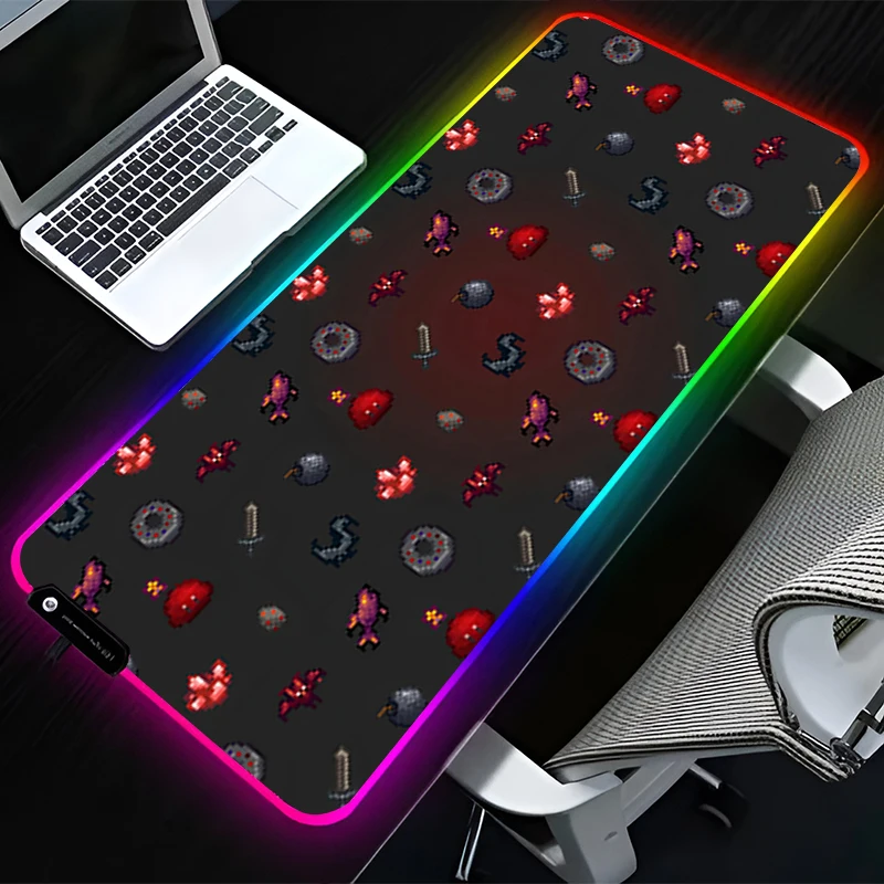 Alfombrilla de ratón LED RGB, alfombrilla de goma para ratón, alfombrilla extendida, accesorios para PC, alfombrilla de escritorio, alfombrillas antideslizantes para juegos, alfombrilla para teclado de oficina S-stardew Valley