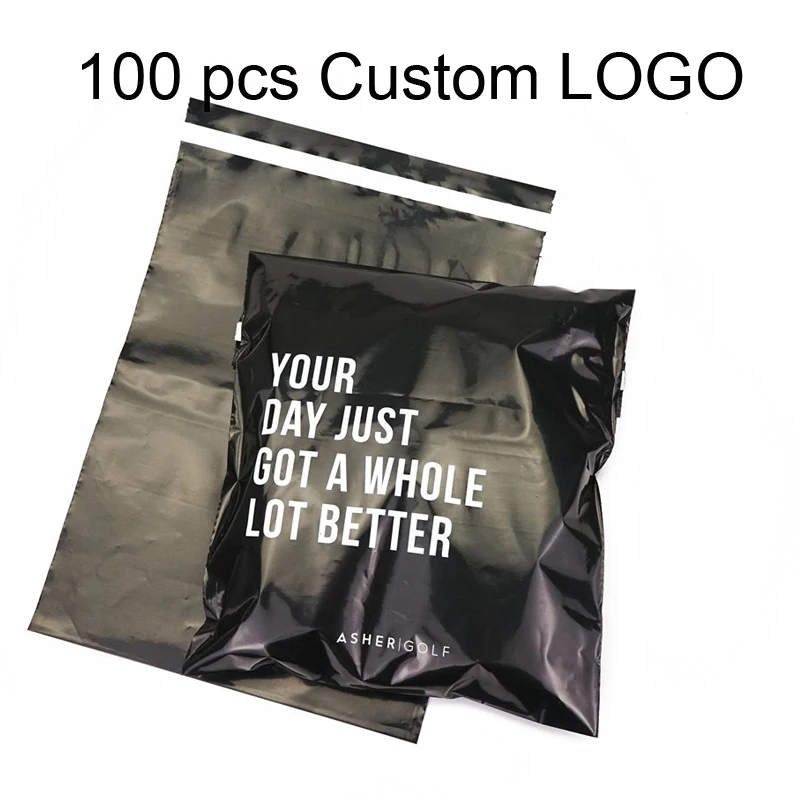 Custom logo black eco friendly biodegradable plastic poly mailer courier shipping bag for clothing envelop mail mailing bags