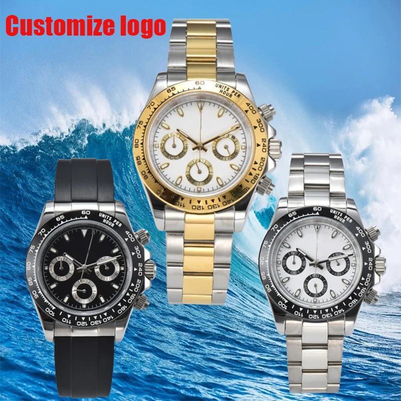 

40MM VK63 movement quartz watch 316L stainless steel wear-resistant coating crystal 50 meters waterproof case luminous watch