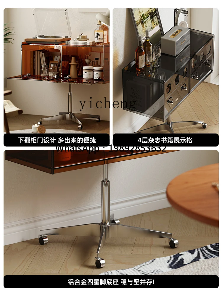 XJ-1   retro vinyl record player cabinet mobile magazine cabinet living room sofa TV side cabinet