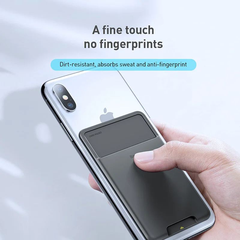 Baseus Silicone Phone Card Case Cell Phone Back Cover Card Holder ID Card Holder Slim Case Sticker for iPhone X Xs XR Samsung