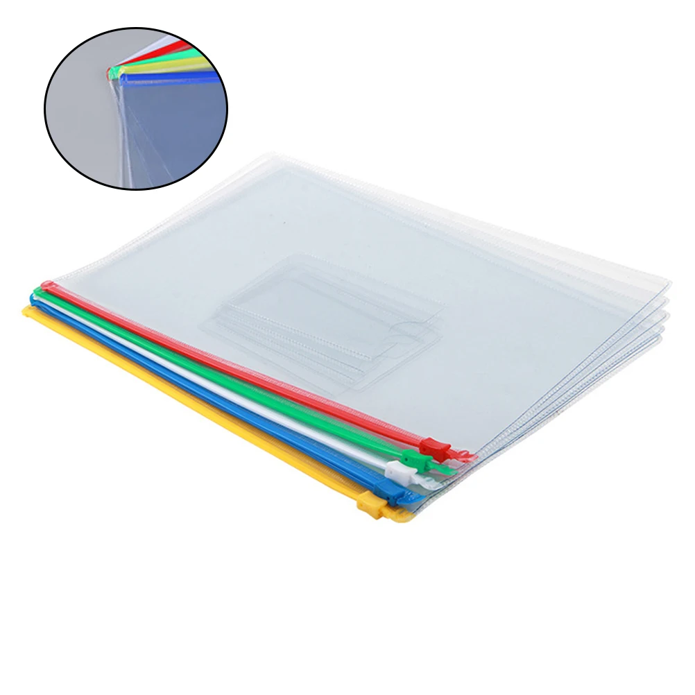 

10 Pcs File Bag Clear PVC Zipper Bags Stationery Document Holder Lightweight Portable Waterproof School Office Supplies