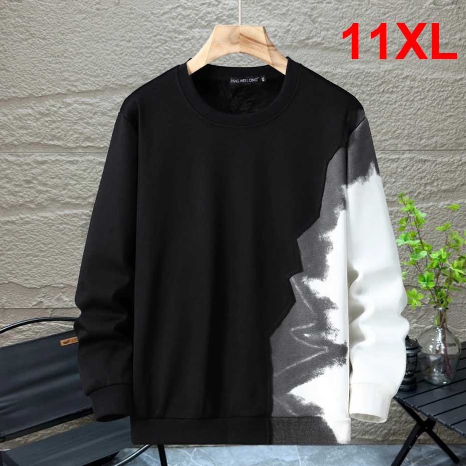 

Мужские толстовки больших размеров 10XL, 11XL, весенне-осенние пуловеры, модные повседневные толстовки с контрастными цветами, мужские толстовки больших размеров 10XL