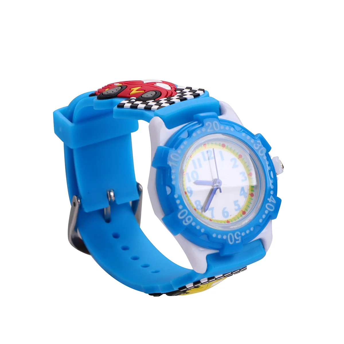 Cartoon 3D Waterproof Watch Blue Car Pattern Wristwatch Durable Comfortable Gift for 3D Watch
