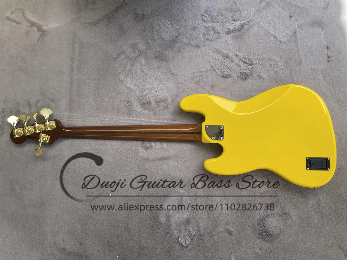 5 String Bass Guitar Yellow Body Roasted Maple Neck and fingerboard Large pickup Orange guard fixed bridge Active Battery