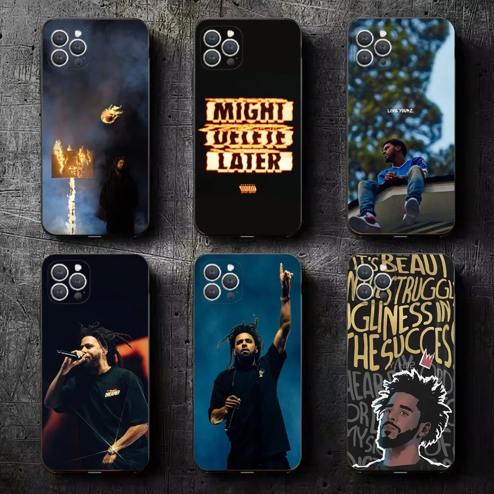 

J Cole Rapper Phone Case For iPhone 16,15,14,13,12,11,Plus,Pro Max,XS,X,XR,SE,Mini,8,7 Soft Silicone Black Cover