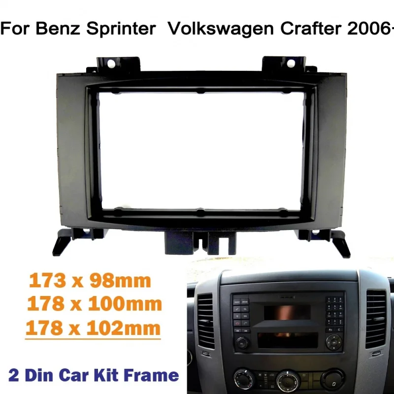 car Radio Fascia For Benz Sprinter Volkswagen Crafter 2din Audio Stereo Panel Mounting Installation Dash Kit Trim Frame Adapter