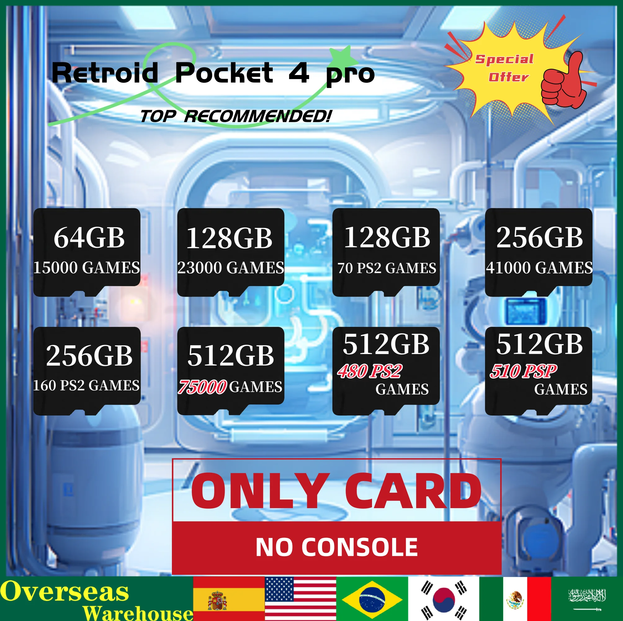 Retroid Pocket 4 Pro Tf Card Memory Card Popular Classic Retro Game Video Game Ps2 Psp 3ds Android 13 Portable Handheld Game