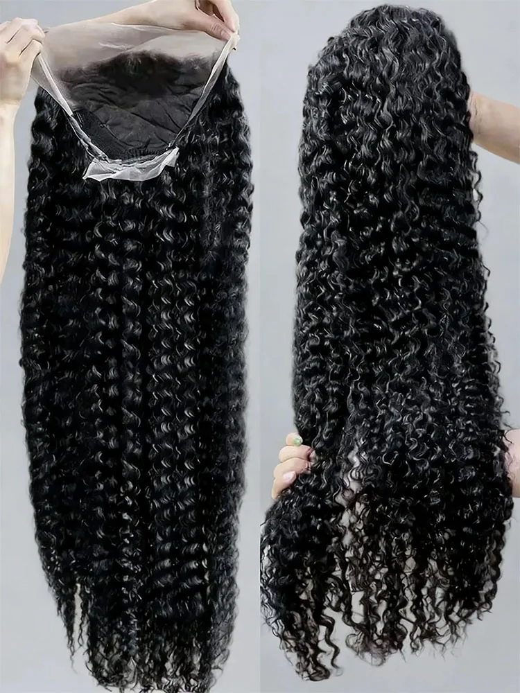Parrucca con frangia a onde profonde, modello 13x4 o 13x6, con frangia in pizzo HD, per donne, parrucca brasiliana con onde naturali, lunghezza 30 o 40 pollici, parrucca con frangia in pizzo e capelli