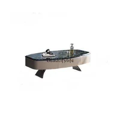 

ls 27Natural marble blue jadeite horse belly shape coffee table TV cabinet combination light luxury suspension