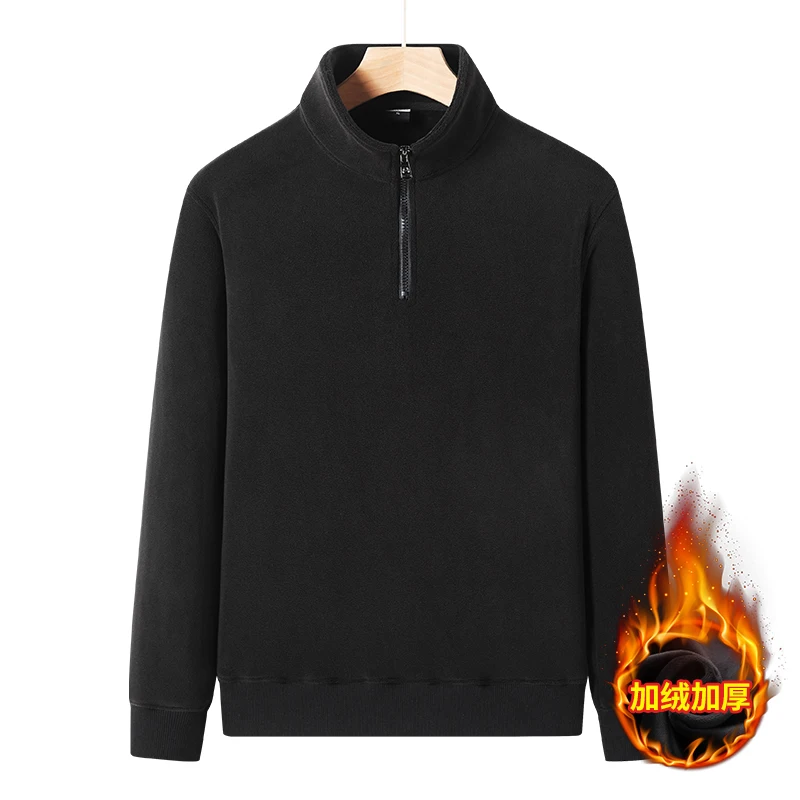 

Male Loose Fit Casual Top Soft Fleece Jacket Oversize 9XL New Men's Long Sleeve Pullover Solid Color Half Zipper Sweatshirts