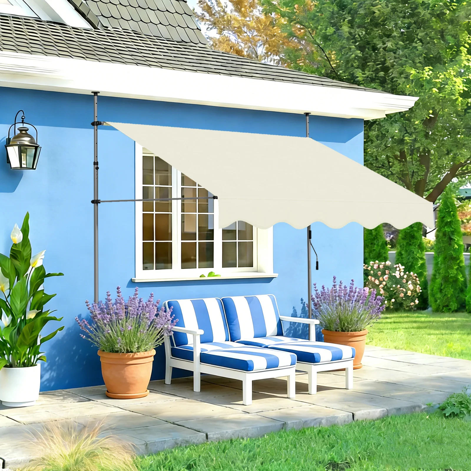 Toldo de Manivela para Balcón - Protección Solar y Contra la Lluvia - Apto para Balcones, Terrazas, Cafeterías, Jardines