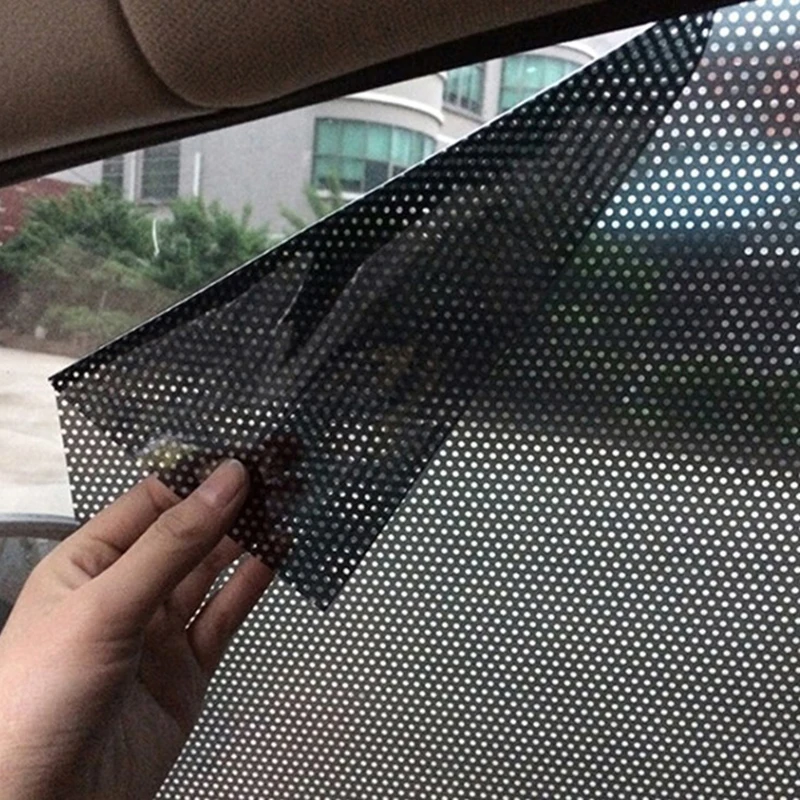 2Pcs DIY Car Stickers Sun Shades Sun Protection Window Cover Black PVC Sunshade Side Window Shield with Small Holes 42x38cm