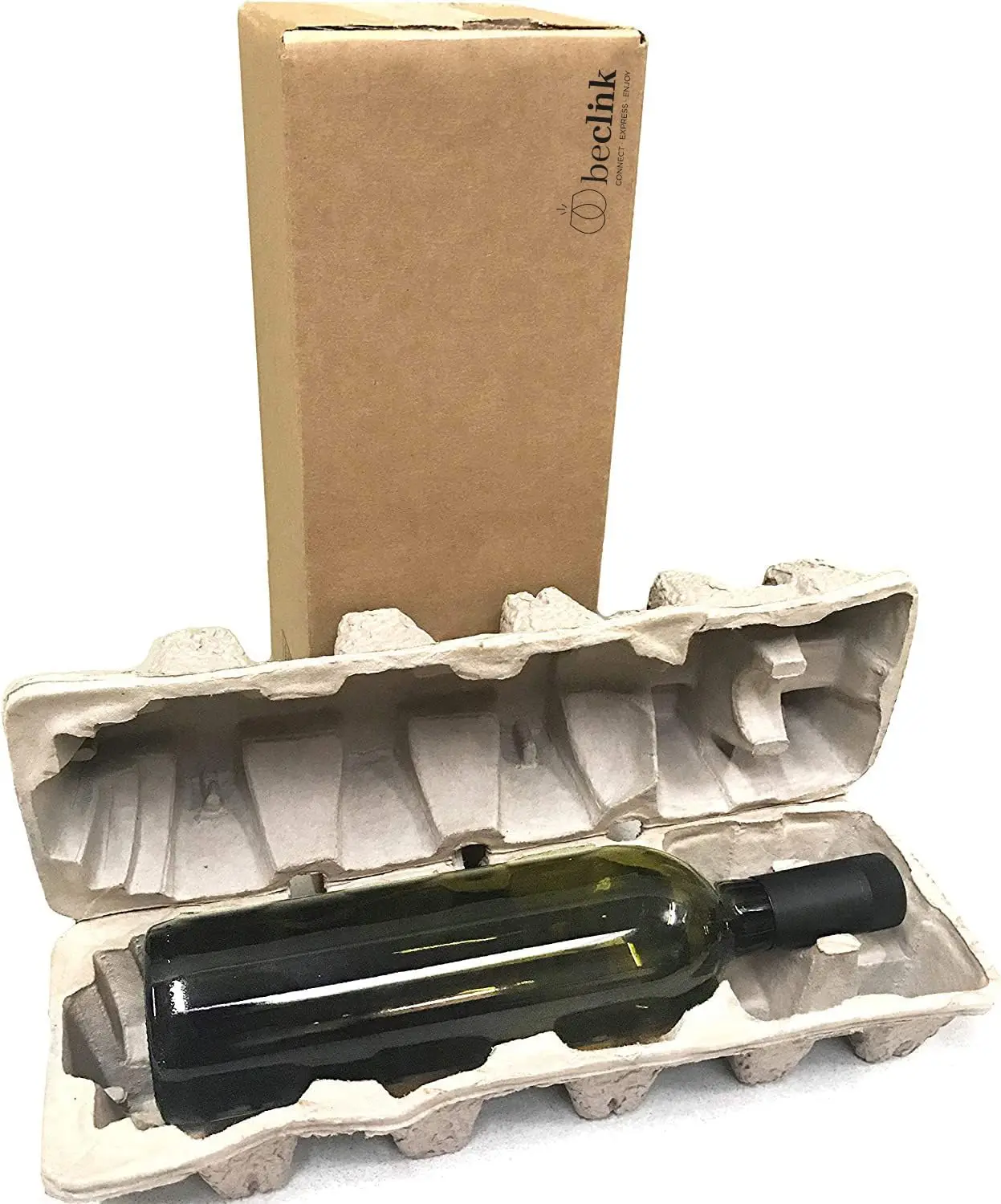 

Wine Shipping Box for 750ml Bottles, Biodegradable Recycled Material with Protective Tray, Pack of 1