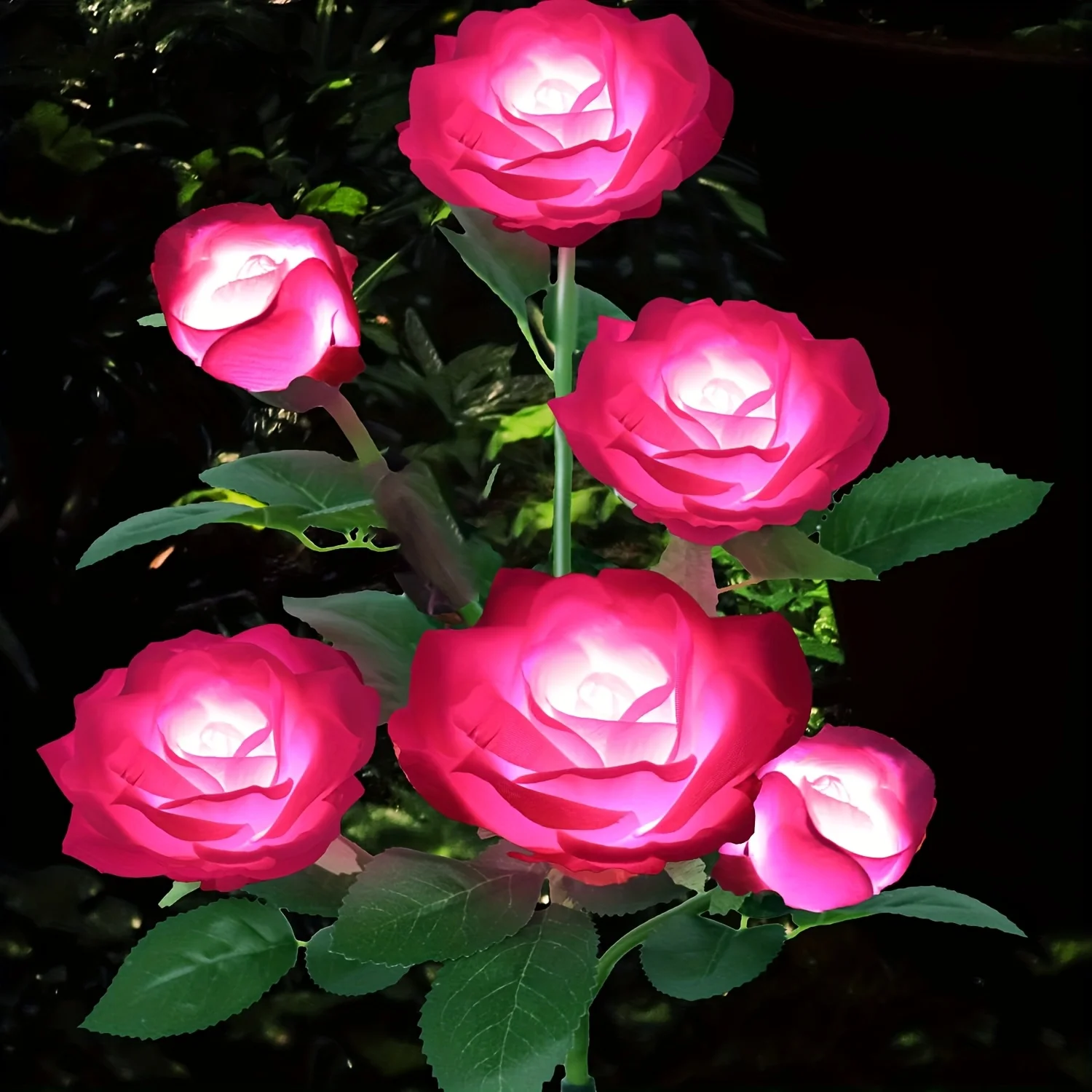 Garden Yard Lawn Night Lamp 5 Head LED Solar Simulation Rose Flower Solar LED Light Landscape Garden Home Decoration Flowers