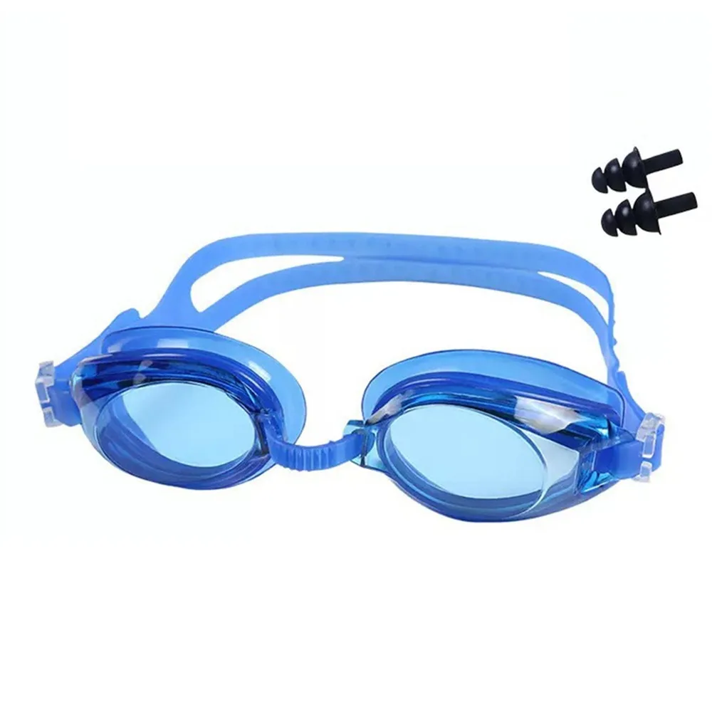 Adjustable Head Strap Swimming Goggles Soft Silicone Eye Seal HD Clear Lens Waterproof Swim Eyewear Earplug