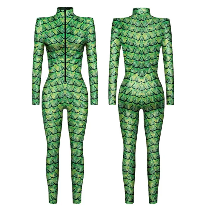 Herren Damen Punk Future Roboter Drache Schlange Totenkopf 3D-Druck Bodysuit Erwachsenen-Halloween-Kostüm Party Rollenspiel Schlanker Jumpsuit – Detail 10
