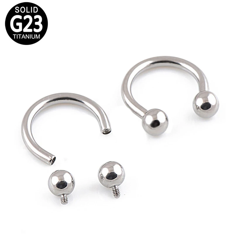 2 Pcs G23 Tiatnium Circular Barbell Horseshoe Nose Hoop Ring Septum Lip Studs Nostril Ear Piercing Body Jewelry wholesale