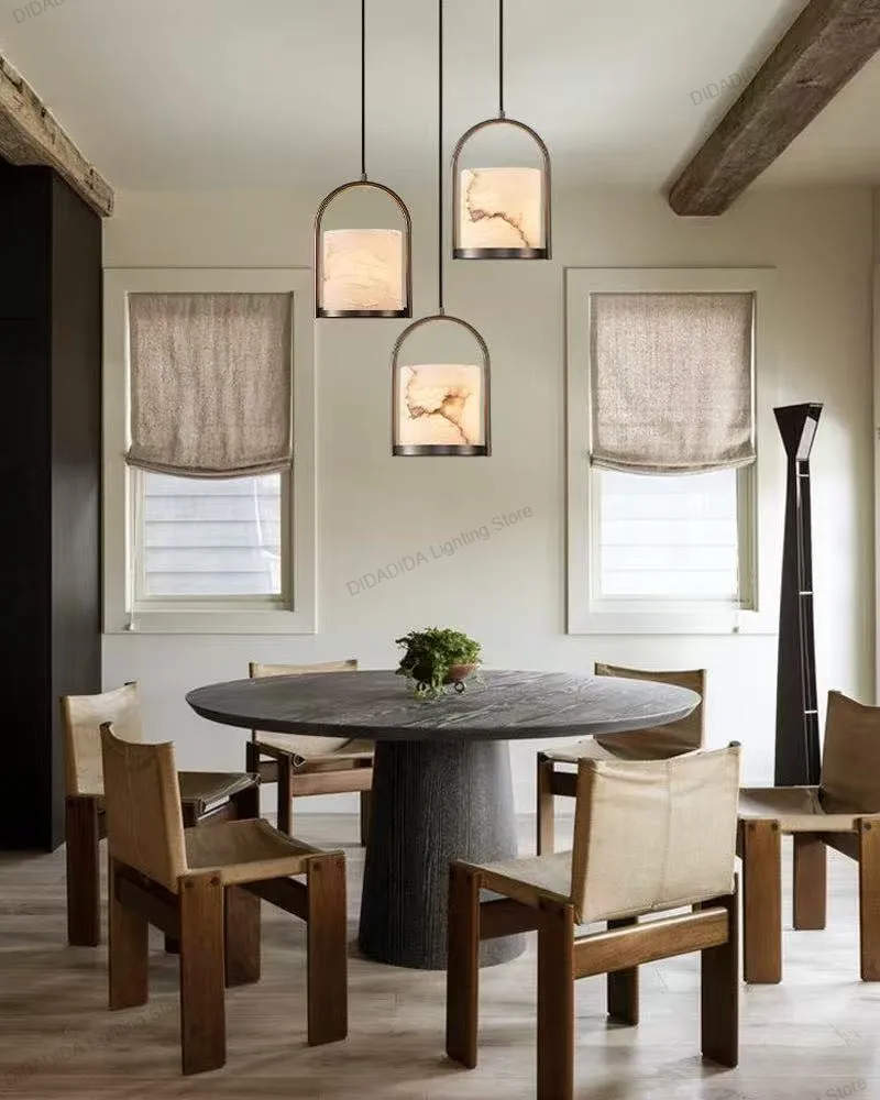 2025 مصباح قلادة رخامية أمريكية فاخرة للسقف من الفولاذ المقاوم للصدأ والنحاس والفضة والأسود مستطيل مستدير بريق عكس الضوء #5