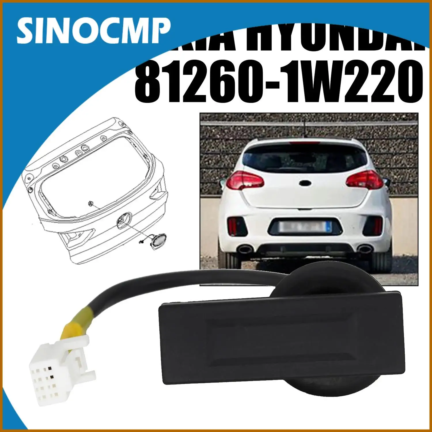 

Ручка открывания замка задней крышки багажника для Kia Rio Pride Hyundai i30 Cee'd Picanto 2011-2017 ABS черный 81260-1W220