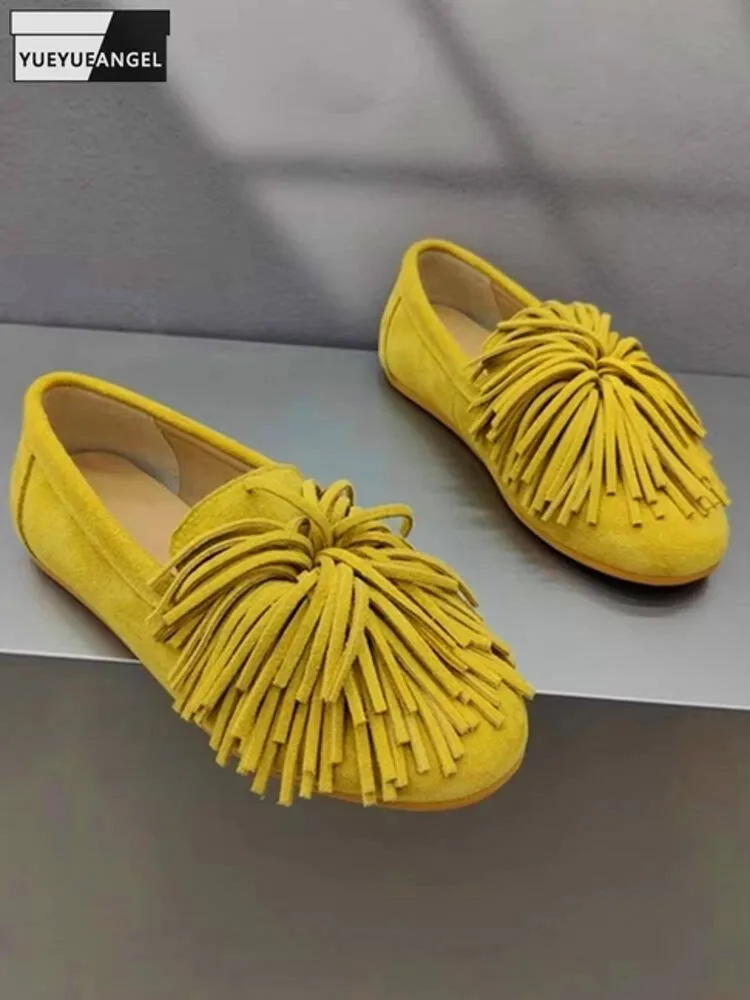 الترفيه نمط السيدات شرابات جلد طبيعي جولة تو عالية الجودة متعطل بلون البقرة المدبوغ الانزلاق على شقة مريحة #1