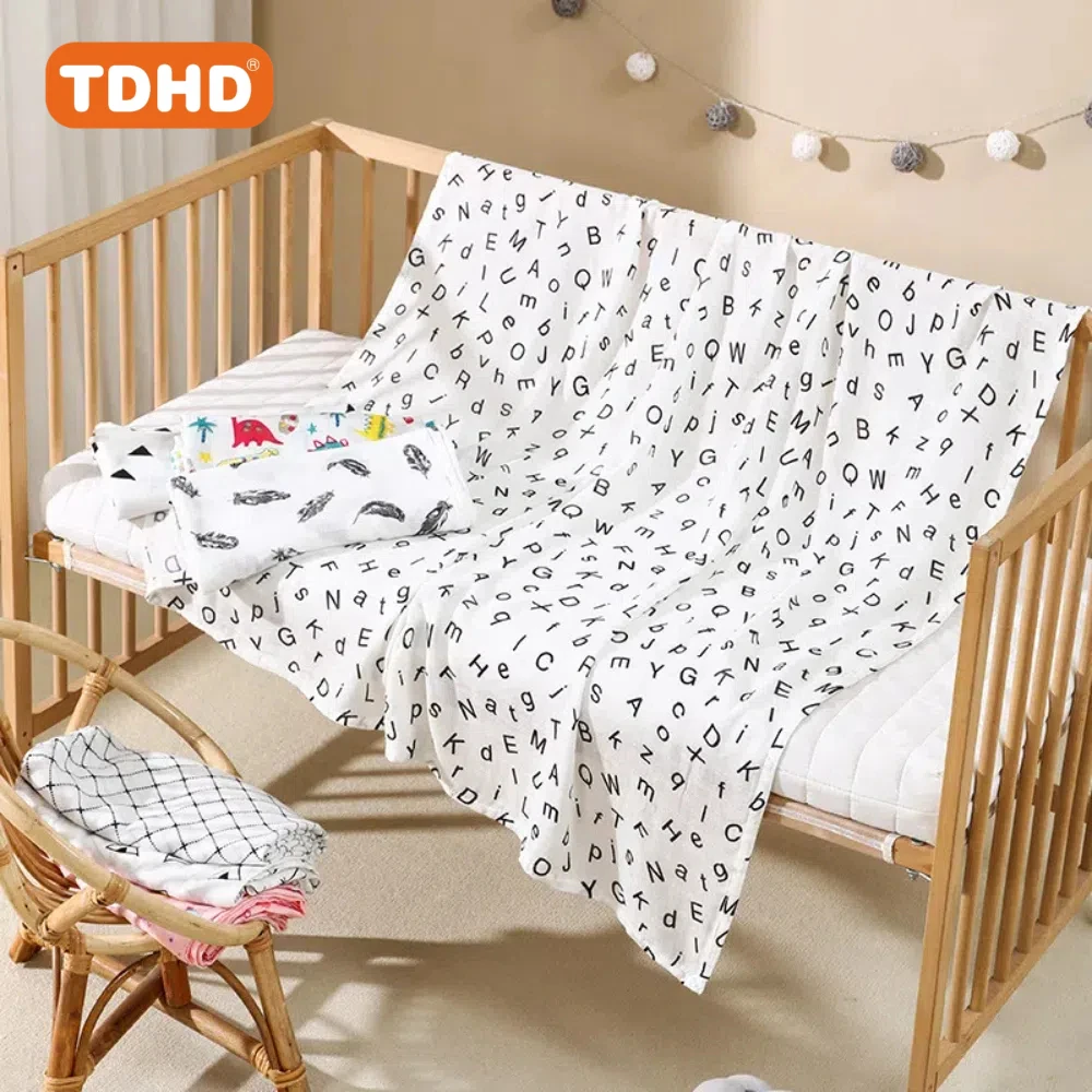 

TDHD 3-х упаковок муслиновых пеленальных одеял — мягкие дышащие пеленки унисекс, нейтральный белый и ботанический принт, машинная стирка