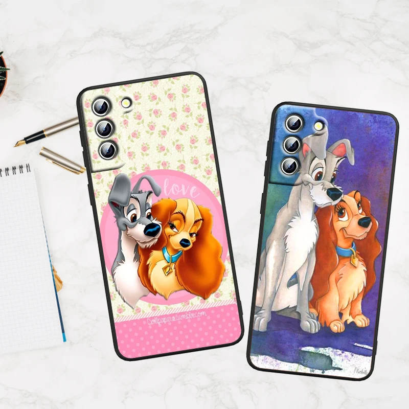 Disney Lady And The Tramp Phone Case For Samsung S24 S23 S22 S21 S20 FE S10 S10e S9 Ultra Plus Lite Black Soft Cover