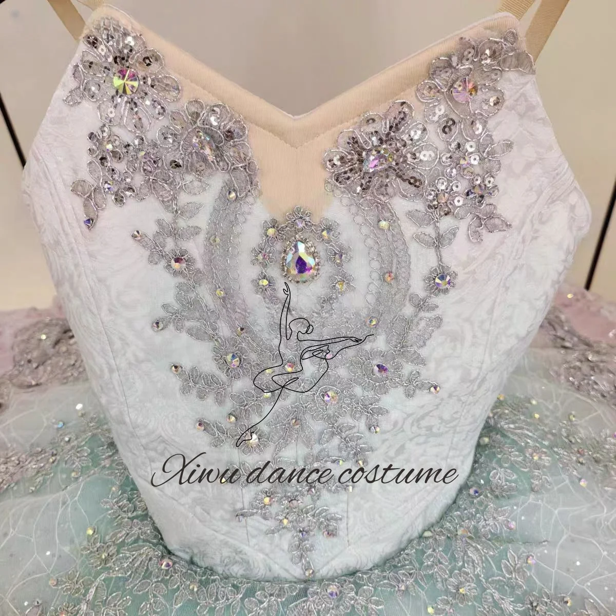 New Sky Blue Ballet dress TUTU skirt High-end Custom Bluebird Variations Forbes Competition fluffy skirt Girls