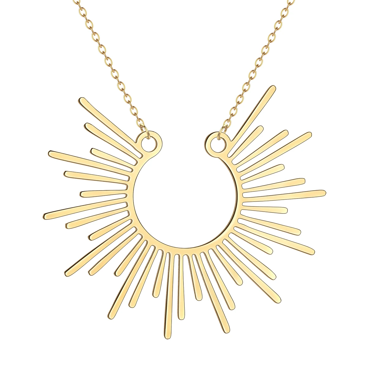 Moderno boho sunburst colar sol jóias colar meia sunbeam colar para mulheres sol pingente colar jóias de verão