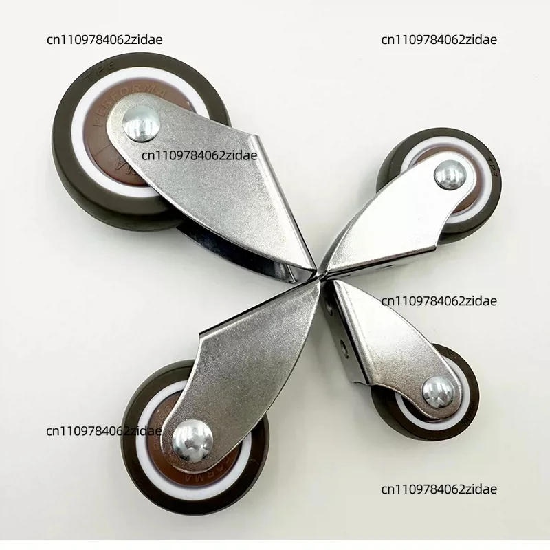 For Side Mount Tilted Rigid Rubber Caster, 1/1.25/1.5/2 Inch Straight Moving Wheel with Bearing for Handling